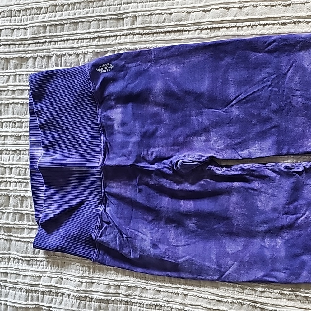 Free People Purple High-Waist Ribbed Waist Leggings